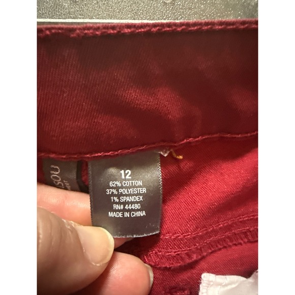 Bisou Bisou Womens Sz 12 Merlot Coated Skinny Pants Jeans Shiny Party - Picture 6 of 8